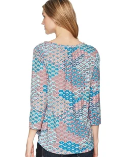 Roper 1575 Printed Ity Jersey Peasant Top Blue Sale