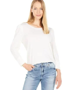 Women SUNDRY 3/4 Puff Sleeve Pima Cotton Top