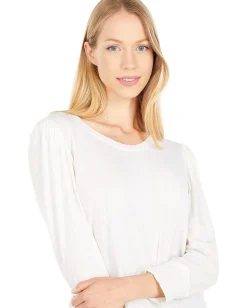 Women SUNDRY 3/4 Puff Sleeve Pima Cotton Top
