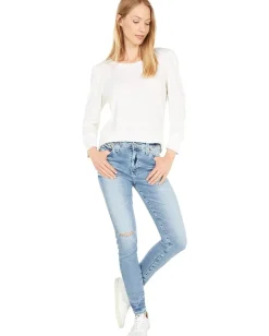 Women SUNDRY 3/4 Puff Sleeve Pima Cotton Top