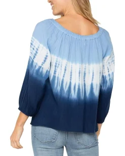 Women Liverpool Los Angeles 3/4 Sleeve Boat Neck Woven Top