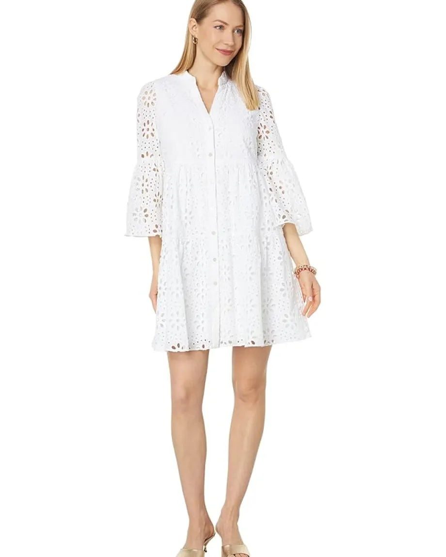 Women Lilly Pulitzer 3/4 Sleeve Hazelanne Eyelet Dress