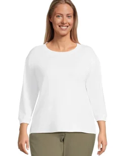 Mod-o-doc 3/4 Sleeve Hi-Lo Tunic with Side Slits White Sale