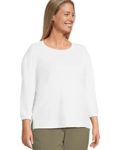 Mod-o-doc 3/4 Sleeve Hi-Lo Tunic with Side Slits White Sale