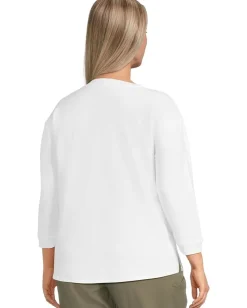 Mod-o-doc 3/4 Sleeve Hi-Lo Tunic with Side Slits White Sale