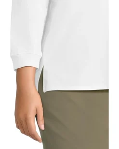 Mod-o-doc 3/4 Sleeve Hi-Lo Tunic with Side Slits White Sale