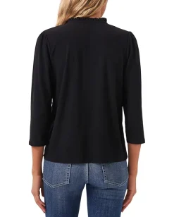 CeCe 3/4 Sleeve Knit Top w/ Bow Rich Black Hot