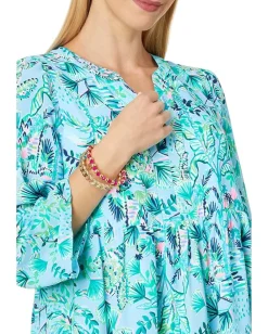 Lilly Pulitzer 3/4 Sleeve Martine Dress Frenchie Blue Mosaic Shells Engineered Dress Outlet