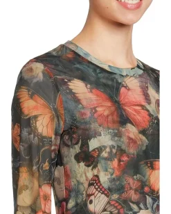 Women Johnny Was 3/4 Sleeve Mesh Midi Dress- Teyros