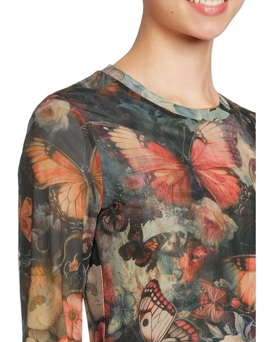 Women Johnny Was 3/4 Sleeve Mesh Midi Dress- Teyros