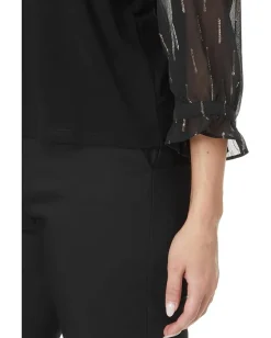 Women CeCe 3/4 Sleeve Mixed Media Knit Top