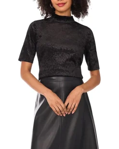 Vince Camuto 3/4 Sleeve Mockneck Top Rich Black Clearance