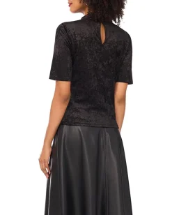 Vince Camuto 3/4 Sleeve Mockneck Top Rich Black Clearance