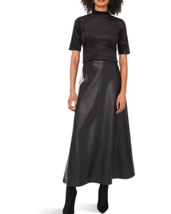 Vince Camuto 3/4 Sleeve Mockneck Top Rich Black Clearance