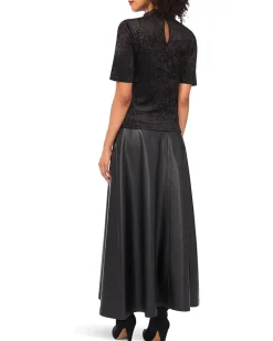 Vince Camuto 3/4 Sleeve Mockneck Top Rich Black Clearance