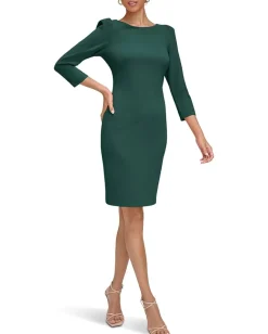 Women Calvin Klein 3/4 Sleeve Round Neck Sheath