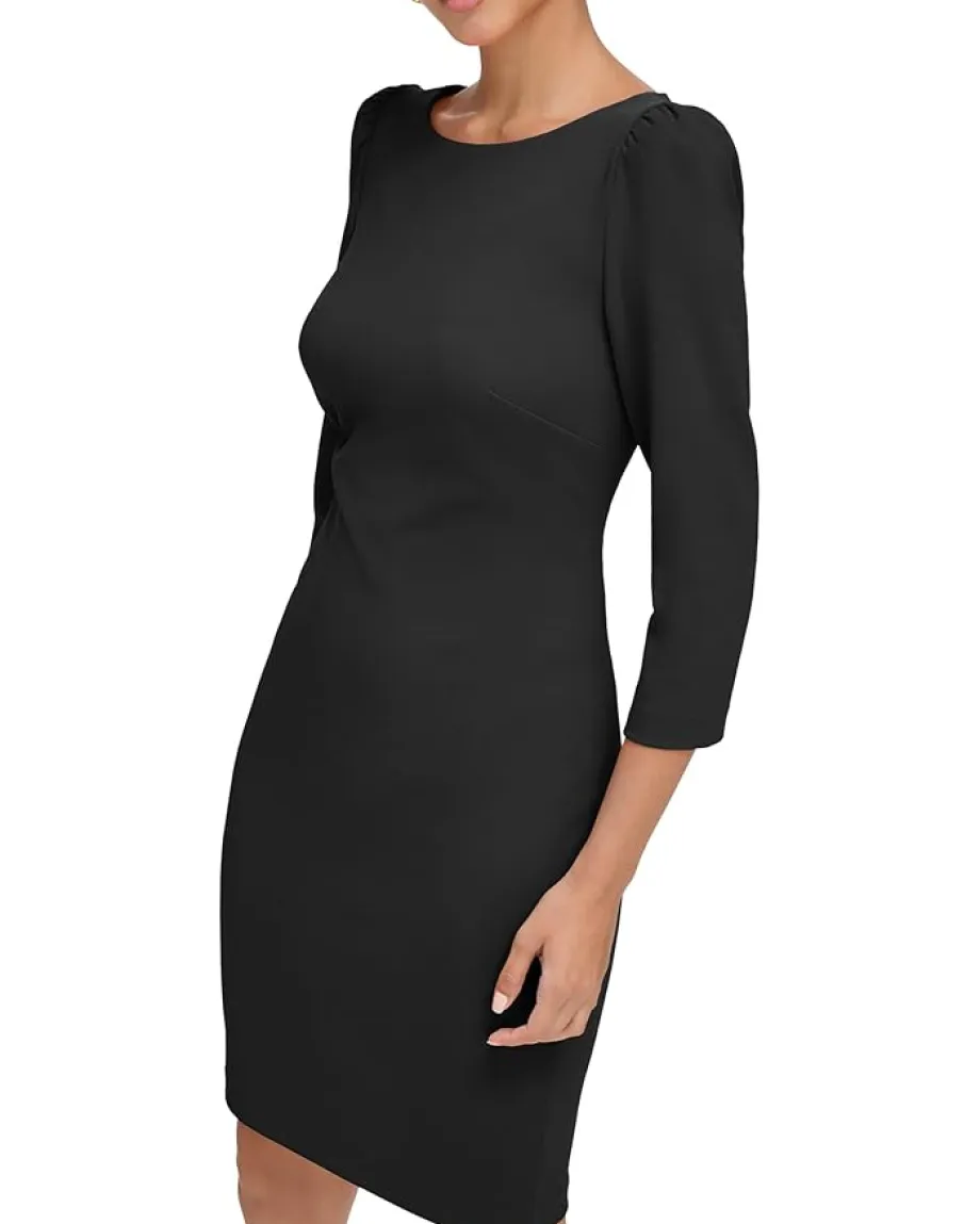Women Calvin Klein 3/4 Sleeve Round Neck Sheath