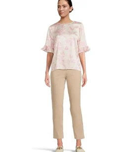 CeCe 3/4 Sleeve Ruffle Cuff Crew Neck Top Eggnog Online