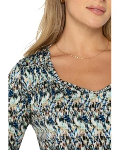 Women Liverpool Los Angeles 3/4 Sleeve Shirred Detail Knit Top