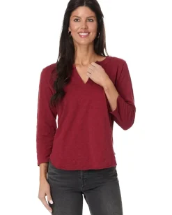 Mod-o-doc 3/4 Sleeve Split Neck Mandarin Tee Maple Sugar Outlet