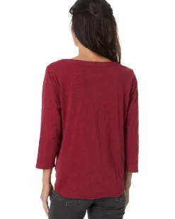 Mod-o-doc 3/4 Sleeve Split Neck Mandarin Tee Maple Sugar Outlet