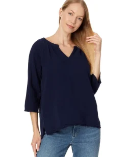 Women Mod-o-doc 3/4 Sleeve Split Neck Top