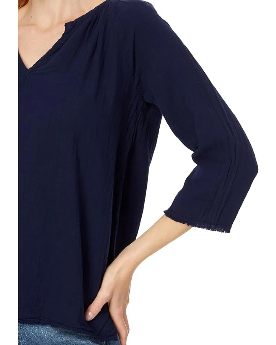 Women Mod-o-doc 3/4 Sleeve Split Neck Top