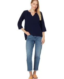 Women Mod-o-doc 3/4 Sleeve Split Neck Top