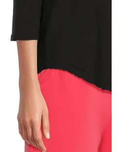 Mod-o-doc 3/4 Sleeve V-Neck Tee with Curved Hem Black 5 Hot