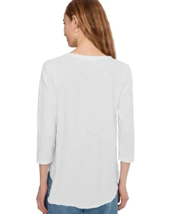 Women Mod-o-doc 3/4 Sleeve V-Neck Tee with Curved Hem