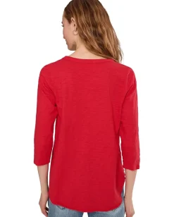 Women Mod-o-doc 3/4 Sleeve V-Neck Tee with Curved Hem