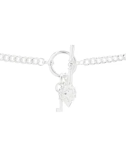 Lauren Ralph Lauren 18" Small Curb Chain w/Medallion & Key Charms Necklace Silver Best