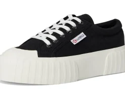 Superga 2631 Stripe Platform Black/White Avorio Clearance