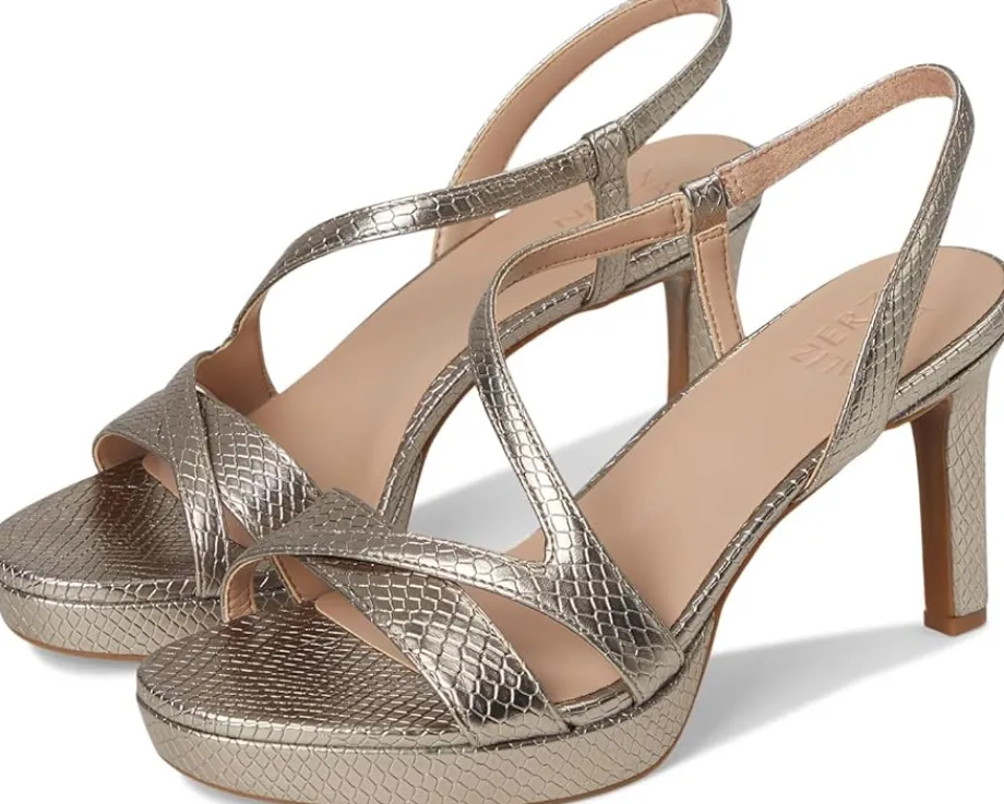 Naturalizer Abby Dress Sandals Pewter Snake New
