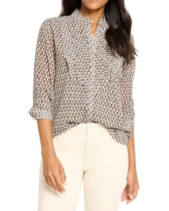 Women NIC+ZOE Abstract Dot Falling Chiffon Top