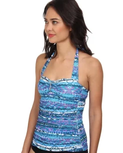 Badgley Mischka Adia Halter Tankini w/ Beads Multi Sale