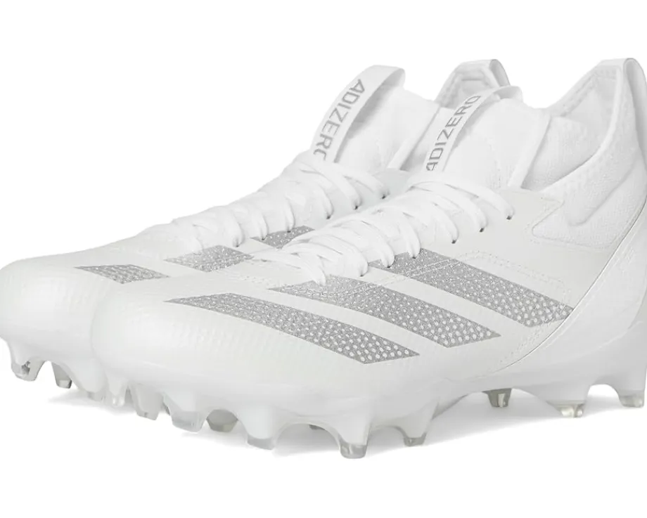 adidas adizero Impact Football Cleats White/Silver Metallic/White 1 New