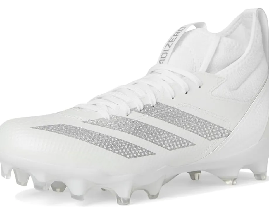 adidas adizero Impact Football Cleats White/Silver Metallic/White 1 New