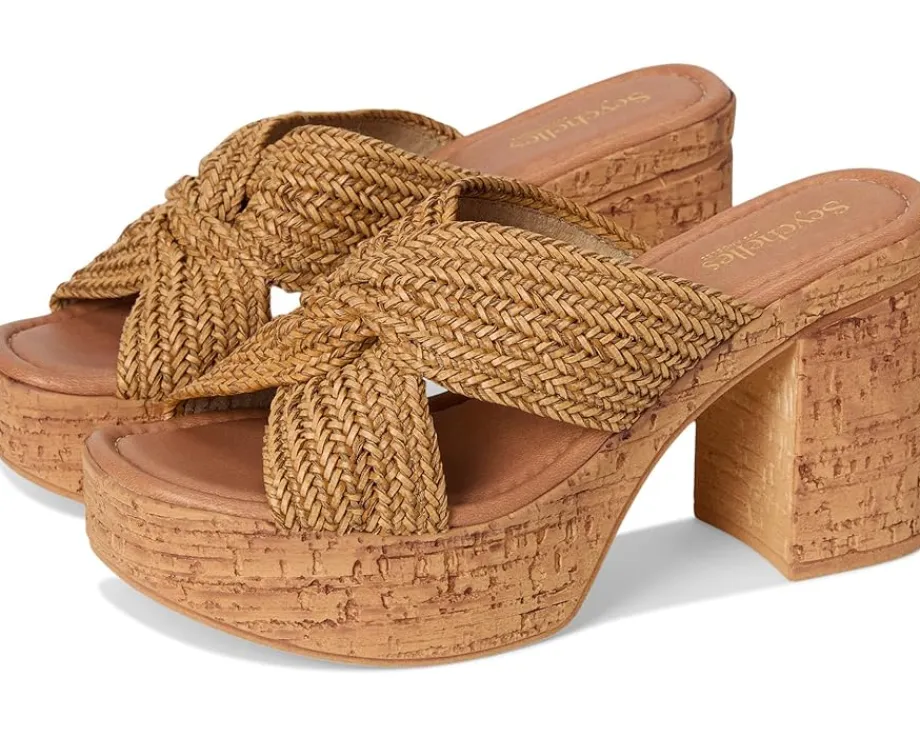 Seychelles Adorned Raffia Platform Slide Tan Hot