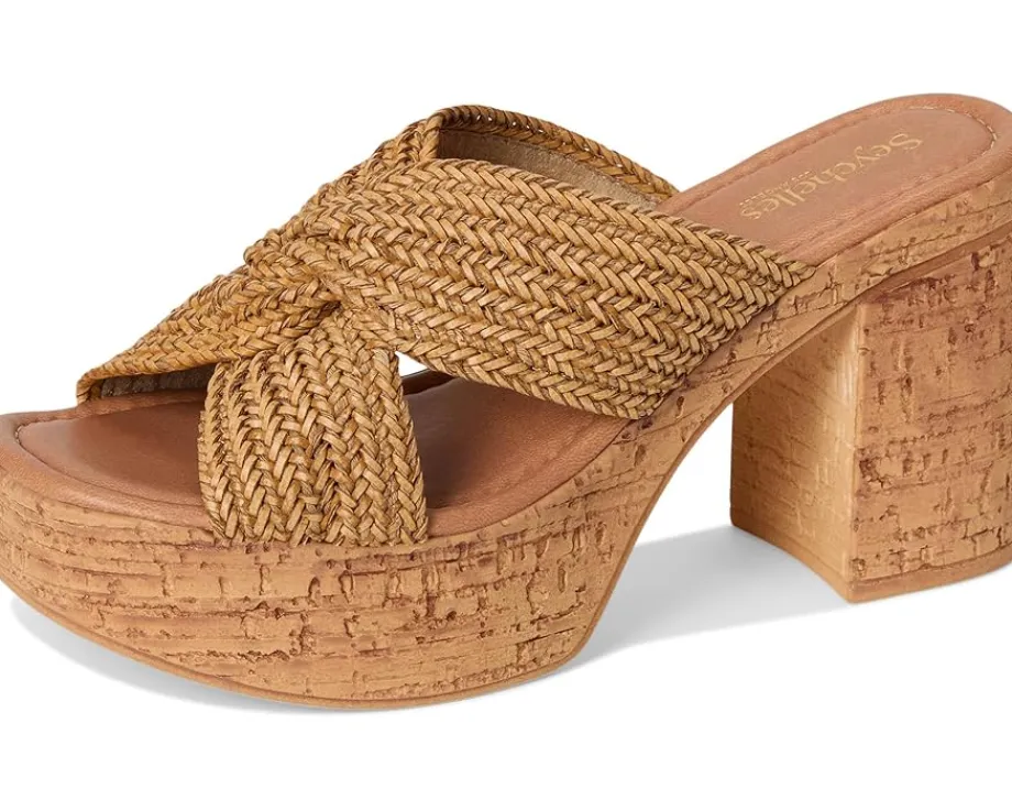 Seychelles Adorned Raffia Platform Slide Tan Hot