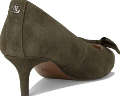 Lauren Ralph Lauren Adrienne Bow-Trim Suede Pumps Dark Olive Hot
