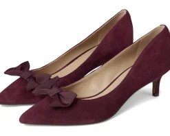 Lauren Ralph Lauren Adrienne Bow-Trim Suede Pumps Dark Garnet Discount