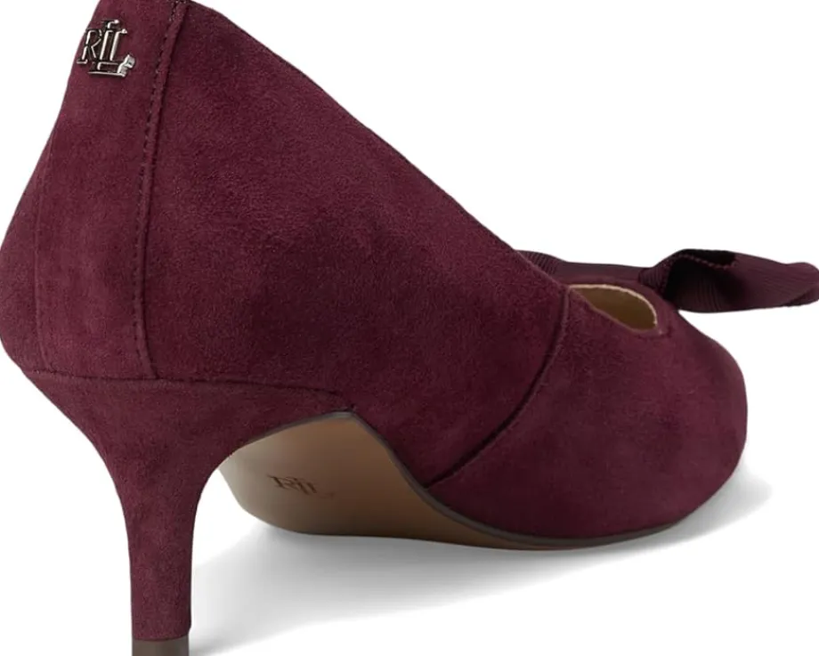 Lauren Ralph Lauren Adrienne Bow-Trim Suede Pumps Dark Garnet Discount
