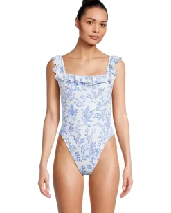 Lilly Pulitzer Aemma Ruffle One-Piece Resort White Tall Tales New