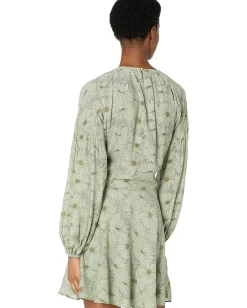 WAYF Aliso Knotted Long Sleeve Top Olive Daisies Online