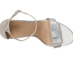 Lauren Ralph Lauren Allie Bow-Trim Satin Sandals Silver/Velvet Stones Online