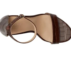 Women Lauren Ralph Lauren Allie Crocodile-Embossed Leather Sandals