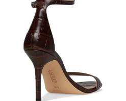 Women Lauren Ralph Lauren Allie Crocodile-Embossed Leather Sandals
