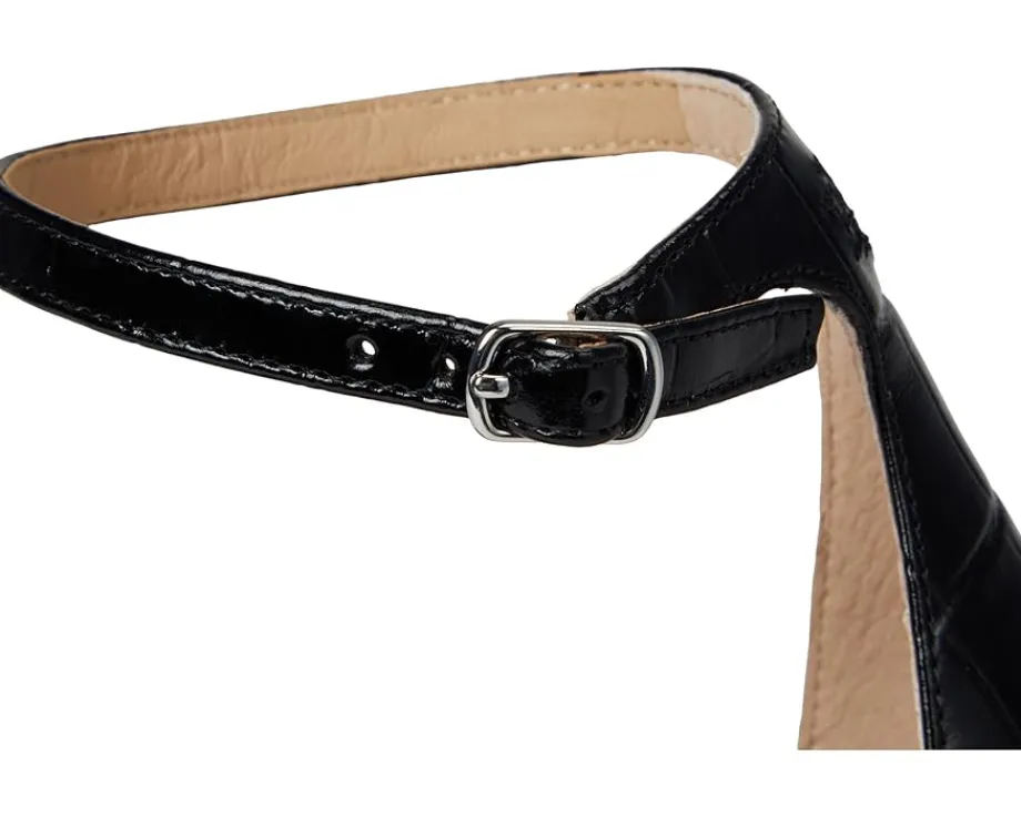 Lauren Ralph Lauren Allie Crocodile-Embossed Leather Sandals Black Online