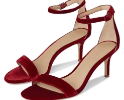 Lauren Ralph Lauren Allie Mid-Heel Velvet Sandals Lauren Red Clearance
